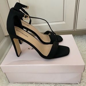Black strap heels